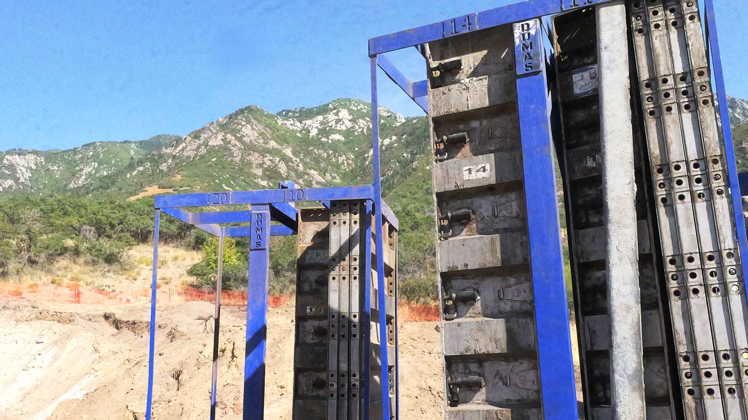 Aluminum forming system set up for 20-foot foundation walls by Utah concrete contractor in Sandy
